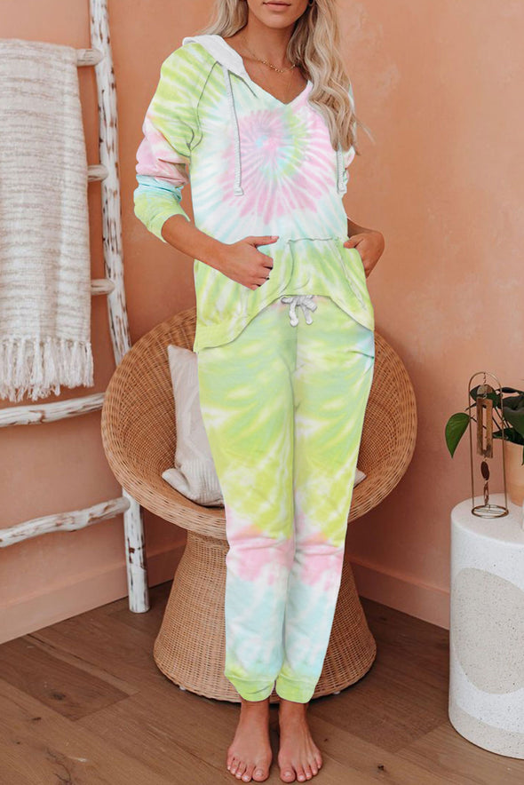 Multicolor Utopia Cotton Blend Tie Dye Hoodie Joggers Loungewear