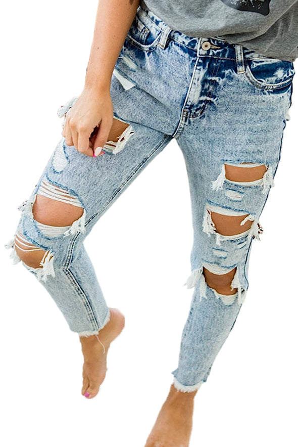 Wash Ripped Slim-fit Jeans