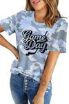 Crew Neck Camo Side Split T-shirt