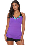 Patchwork Sporty Scoop Neck Tankini