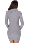 Asymmetric Buttoned Collar Black Bodycon Sweater Dress