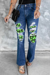 High Waist Distressed Bell Jeans