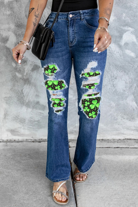 High Waist Distressed Bell Jeans