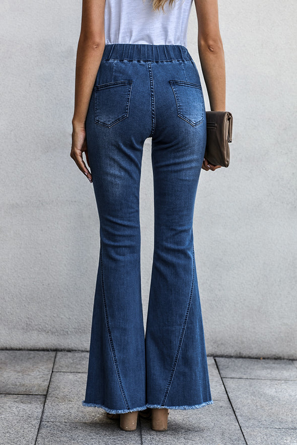 Distressed Bell Bottom Denim Pants
