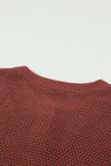 Henley Pullover Drop Shoulder Sweater with Slits
