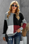 Color Block Round Neck Long Sleeves Pullover Sweatshirt