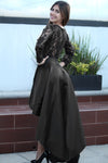 Long Sleeve Lace High Low Satin Prom Dress