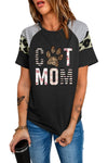 Letter Heart Print Leopard Striped Color Block Short Sleeve T-shirt