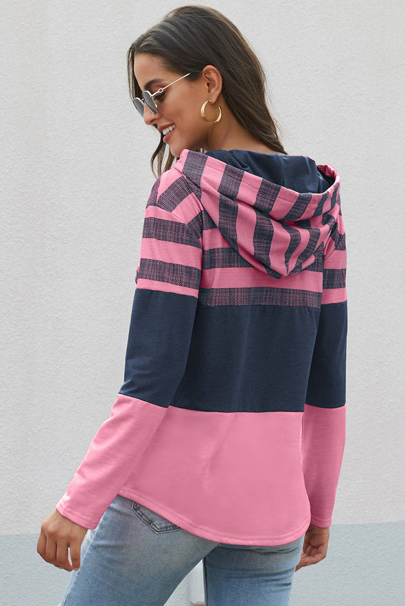 Color Block Drawstring Hoodie