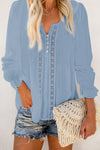 Bohemian Bubble Sleeve Eyelet Blouse