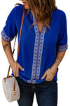 Chic Boho V Neckline Half Sleeve Blouse