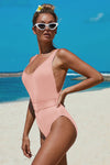 Ribbed One-piece Swimsuit with Belt