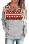 Christmas Reindeer Print Stitching Hoodie