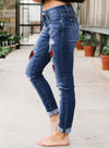 Patches Of Leopard Denim Distressed Jeans