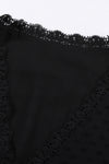 V Neck Lace Crochet Swiss Dot Short Sleeve Blouse