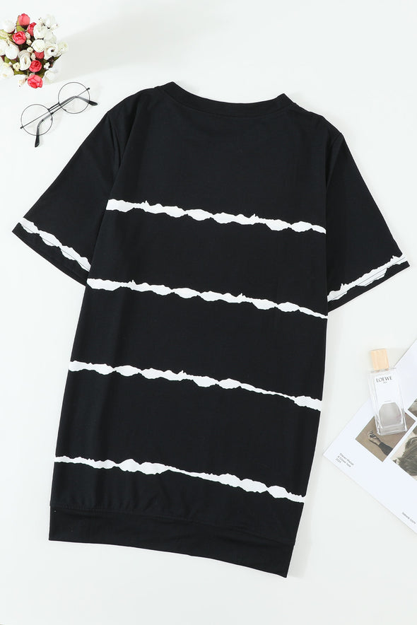 Tie-dye Stripe Casual T-Shirt
