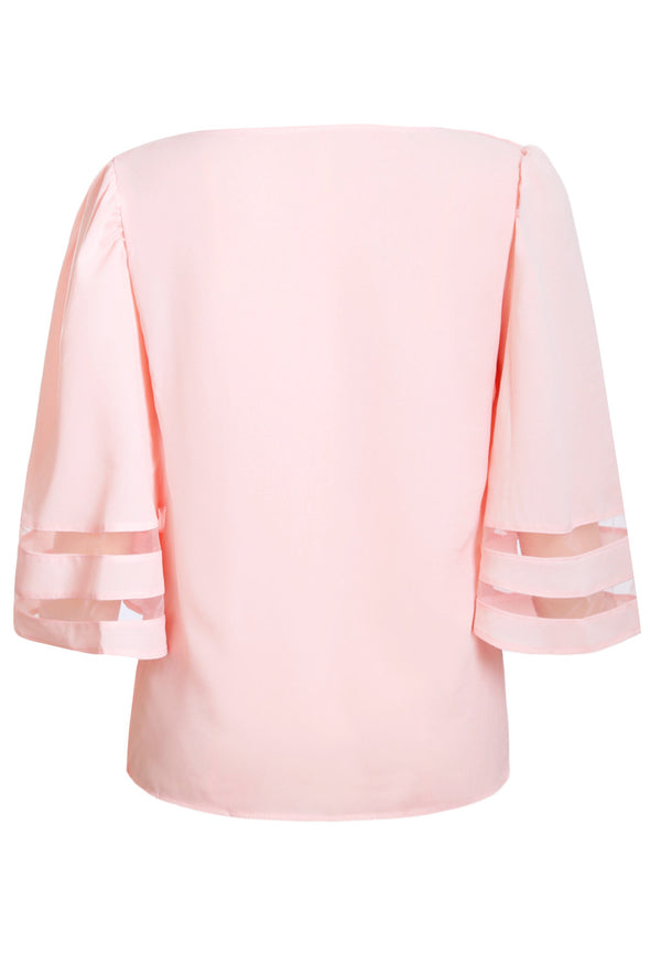 Flare Sleeve V Neck Loose Blouse