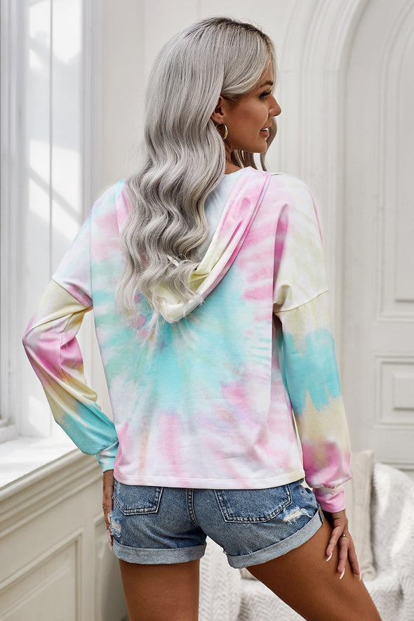 Colorblock The Sun Cotton Blend Tie Dye Hoodie