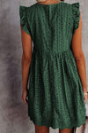 V Neck Ruffled Sleeves Perforating Babydoll Dress