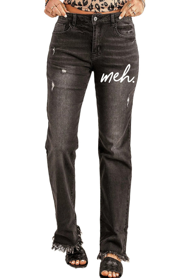 Raw Hem Straight Leg Jeans
