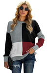 Color Block Round Neck Long Sleeves Pullover Sweatshirt
