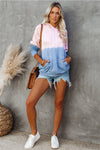 Dip-Dye Colorblock Drawstring Hoodie with Pockets