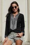 Long Sleeves Front Embroidery Blouse