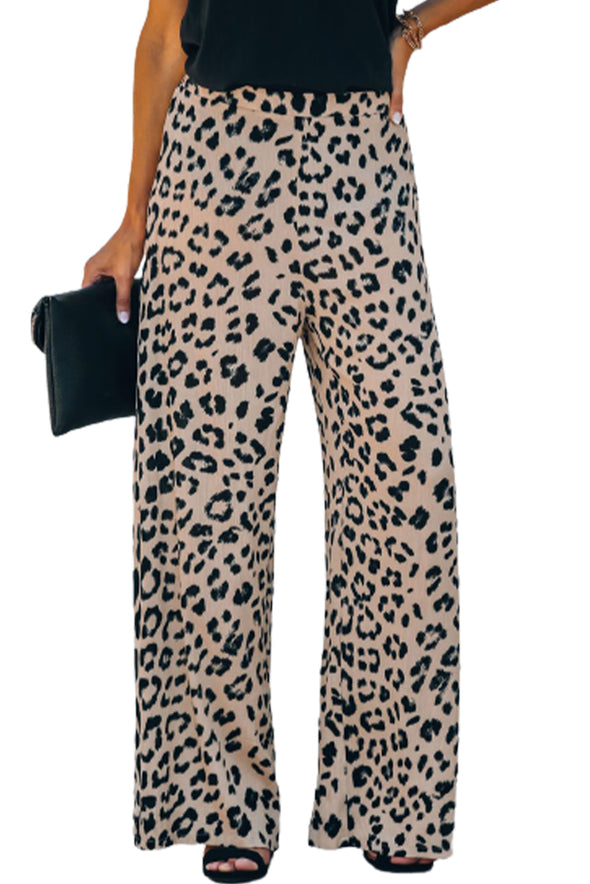 Print High Rise Wide Leg Pants