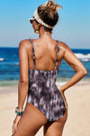 Floral Print Lattice Plunge One Piece Swimsuit