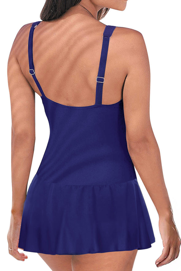 Floral Print Accent One-piece Swimdress