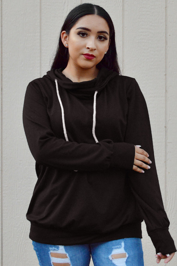 Long Sleeve Hoodie with Rope Drawstring