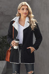 Khaki Lapel Collar Button Fleece Jacket