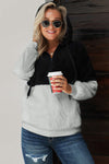 White Colorblock Furry Hoodie