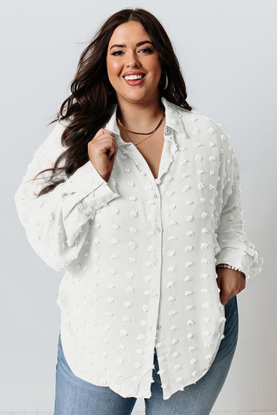 Swiss Dot Textured Plus Size Shirt