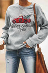 Merry Christmas Letters Print Pullover Sweatshirt