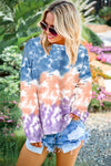 Color Block Tie Dye Pullover Sweatshirt