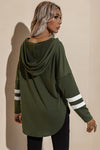 Striped Side Split V Neck Hoodie