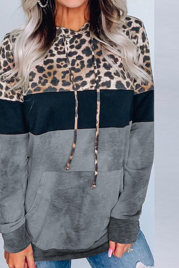 Leopard Tie Dye Colorblock Hoodie