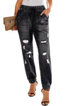 Distress Drawstring Pocketed Joggers