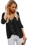 Button Detail Roll up Sleeve Blouse