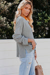 Buttoned Side Split Knit Sweater