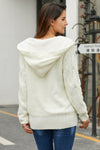 Fur Hood Horn Button Sweater Cardigan