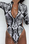 Print Zipper Cut-out Rash Guard Swimsuit