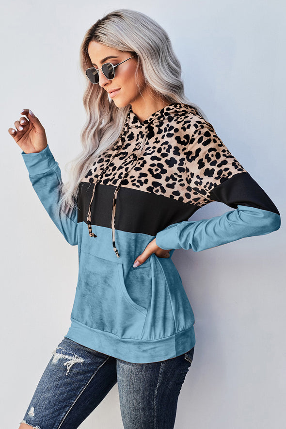 Leopard Tie Dye Colorblock Hoodie