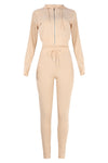 Ribbed Knit Cropped Hoodie and Jogger Two Piece Set