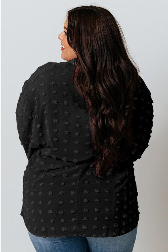 Swiss Dot Textured Plus Size Shirt