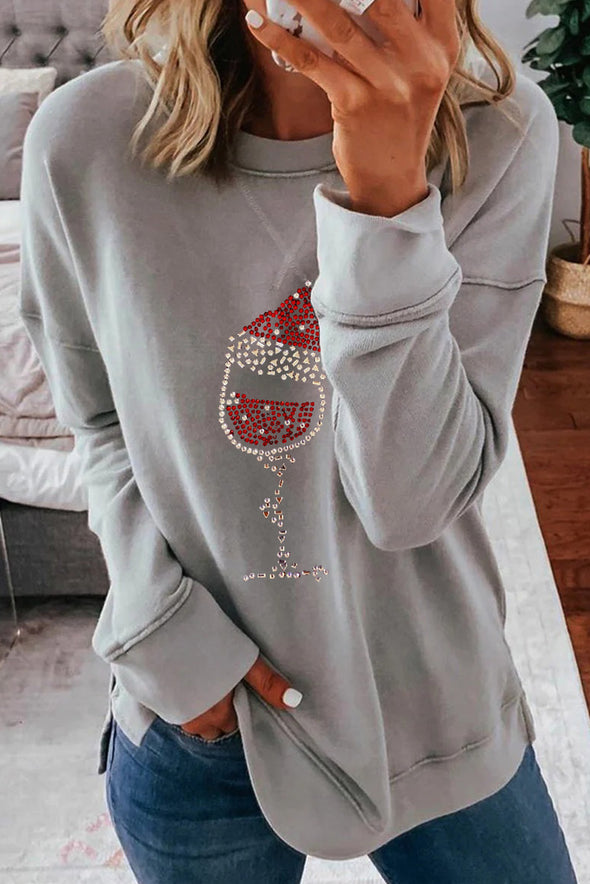 Dropped Sleeve Fashion Print Christmas Sweatshirt