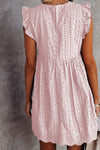 V Neck Ruffled Sleeves Perforating Babydoll Dress
