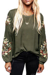 Floral Embroidery Long Sleeve Top