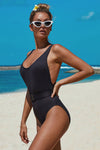 Ribbed One-piece Swimsuit with Belt